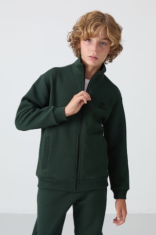 Tommylife Çam Yeşil Pamuklu Kalın İçi Tüylü Yumuşak Dokulu Standart Fit Nakışlı Erkek Çocuk Eşofman Takım - 1 Yeşil