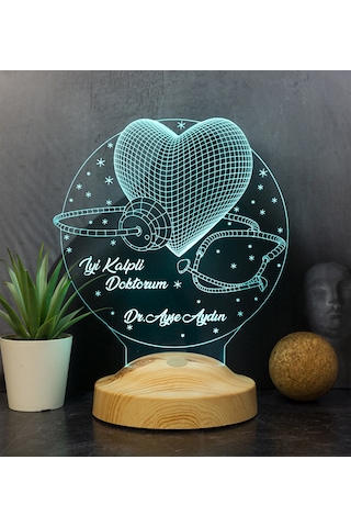 3D Led Lamba 3Boyutlu Iyi Kalpli Doktorum Kişiye Özel Hediye