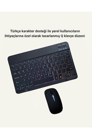 Türkçe - 346 - Q Klavye Düzenli Rgb Kablosuz Klavye - Glblseme - Mouse Set Diğer