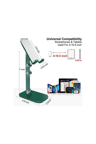 Hfambition Yeşil Çift Taraflı Masaüstü Tutucu - Telefon Ve Tablet 4-10.5 İnç İçin Yüksekliği Ve Açıyı Ayarlayabilir, Çevirilebilir, Taşınabilir Siyah