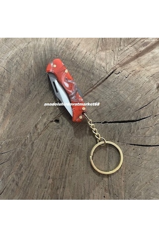Dmr 4116 Çelik Anahtarlık Çakı Mini Çakı Mini Cep Çakısı El Yapımı Çakı 6cm 1 Adet Kırmızı - Mavi