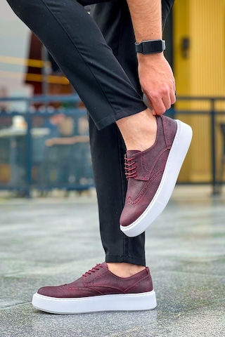 Roof Atelier Erkek Bordo Desenli Bağcıklı Casual Günlük Ayakkabı - 149 - Cbt Changer Over Bordo