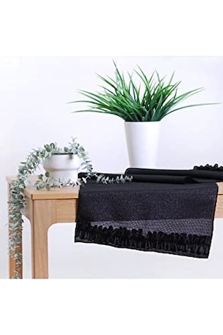 Simli Keten Runner Fırfırlı 45x150 Cm V0002074 Genel
