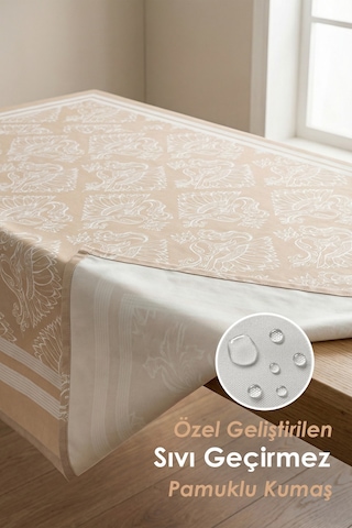 Dekoratif Baskılı Mutfak Salon Masa Örtüsü 150x150 cm Sıvı Geçirmez Ev Sunum Sofra Örtüsü Paisley