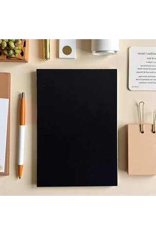 Özel Tasarım A5 Çizgisiz Defter, Siyah Kraft Kapak 124-Pembe