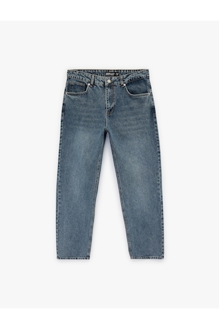 Koton Normal Bel Pamuklu Cepli Vintage Straight Fit Jean Pantolon İndigo Stone 6sam40150nd İndigo - Taş