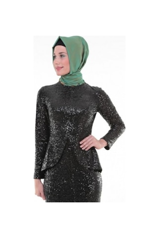 Nidya Moda Büyük Beden Elbise-4047S Siyah