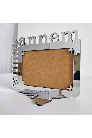Anneler İçin Gümüş Aynalı Pleksi Fotoğraf Çerçevesi Canım Annem