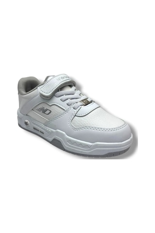 Ndrops 012-26 Deri Cırt Bantlı Çocuk Sneaker 31-35 Beyaz
