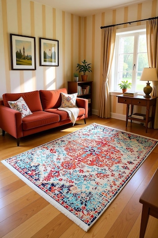 Blghome Vintage Modern Halı Dekoratif Kilim Kırmızı - Bej
