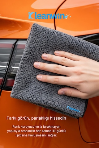 Lucid Mikrofiber Araba Cam Bezi 40x40 Cm Gri, İz Bırakmaz Cam Silme Ve Kurulama Bezi