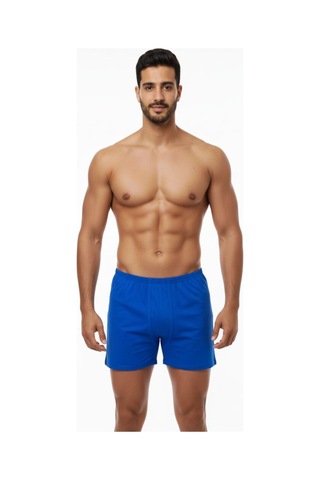 Enmodaiçgiyim 7 Adet Saks Mavi %100 Pamuk Rahat Kesim Erkek Paçalı Külot Boxer