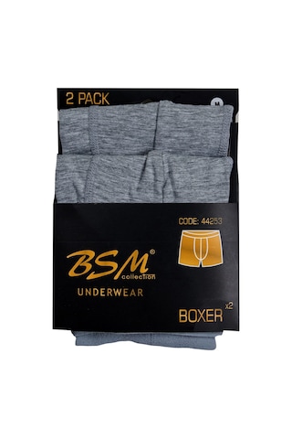 Bsm Erkek 2'li Koyu Gri Pamuklu Lastik Bel Strech Boxer Koyu Gri