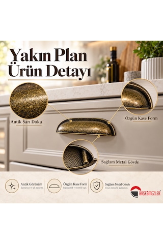 Haskan Tas Kulp Antik Sarı 96 Mm