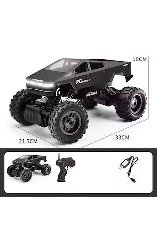 1:14 4x4 Cybertruck Rc Kumandalı Uzaktan Kumandalı Araba 2.4 Ghz Işıklı Siyah 35 Cm Siyah