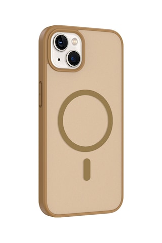 Apple Uyumlu iPhone 15 Kılıf Mat Magsafe Şarj Özellikli Hassas Butonlu Renkli Yumuşak Kenarlı Premium Babet Kapak Desert Gold