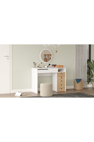 Paris Makyaj Masası Aynalı Çekmeceli Şifonyer Sepet-beyaz