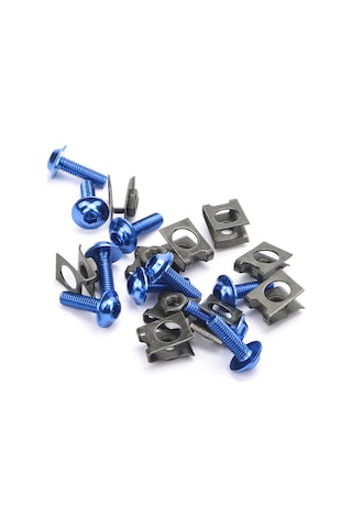 Moveevo M6 Motosiklet Paneel Sabitleme Seti - 10 Adet Alüminyum Somun Ve Hız Klampları - Mavı