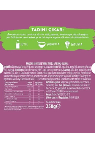 Glutensiz Aronyalı & Turna Yemişli & Fındıklı Granola 250 G