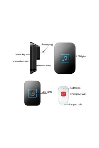Cacazı C86 Kablosuz Sos Çağrı Cihazı Kapı Zili Yaşlı Adam Çocuk Acil Durum Alarmı Uzaktan Çağrı Zili, Ab Tak Beyaz A