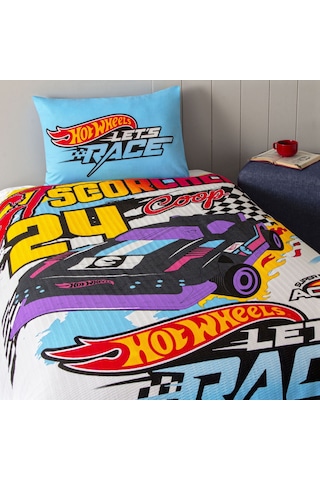 Taç Lisanslı Hot Wheels Fast Tek Kişilik Pamuk Pike Takımı 000000001000050174 Çok Renkli