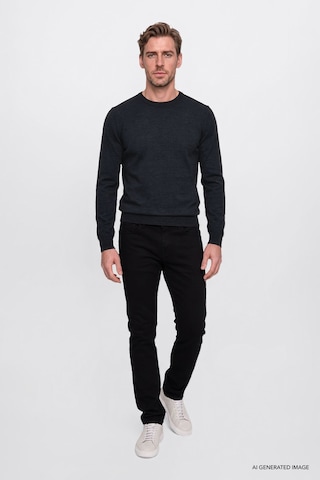 AC&Co / Altınyıldız Classics Ekstra Slim Fit Riss Pamuklu Esnek Erkek Kot Pantolon Siyah