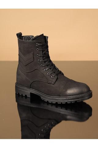Konfores 1069 Hakiki Deri Anatomik Erkek Bot - Nkt01069-siyah Nub Siyah Nubuk