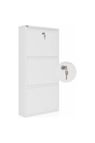 Ceha Kilitli Metal Ayakkabılık 3'lü Kar Beyazı - K.AYK-3 /AB9003/KL