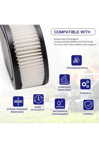 Dianziye Briggs & Stratton 550e-550ex 09p000 Motor Hava Filtresi + Ön Filtresi Seti 593260 798452 4247 5432 5432k Uyumlu - Motor Koruması Ve Ömür Uzatma
