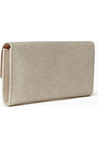 Jimmy Choo Simli Kumaştan Emmie Clutch Çanta, Işıltılı & Zarif El Çantası Altın