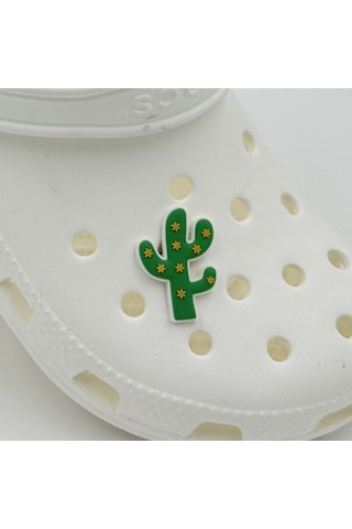 Crocs Terlik Süsü Ve Aksesuarı , Çanta Süsü Jibbitz Kaktüs 06 Görsel Figür Aksesuar Yeşil-hardal-beyaz