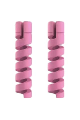 Micro Usb - Type C - Iphone Lightning Kablo Spiral Kablo Koruyucu Pembe 2 Adet