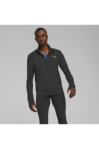 Puma Run Favorite 1/4 Zip Erkek Siyah Dik Yaka Tişört Siyah