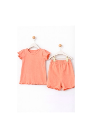 For My Baby Fitilli Kumaş 2 Li Kız Bebek Takım Şortlu Yazlık Pembe3