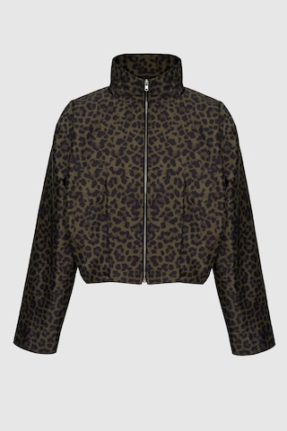 Thalure Kadın Haki Leopar Desenli Bomber Ceket