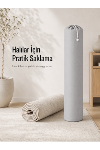 Beylini 40x185 Halı Hurcu 4m2 Lastikli Nefes Alabilir Kokmaz Tela Lastikli Halı Kılıfı Poşeti Ambalajı Taşınma Yastık Saklama Torbası Gri 6 Adet