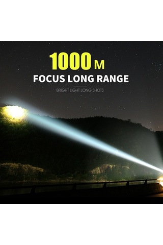 Tongxida Led Fener Xhp70 Usb Şarj Su Geçirmez Ultra Parlak Siyah Lamba Siyah