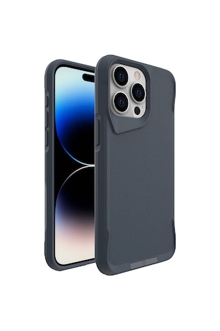 Apple Uyumlu iPhone 15 Pro Max Kılıf Case, Metal Standlı Mat Airbag Anti Shock Tpu Kapak Cover Gri