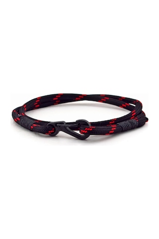 Kirmizi Siyah Paracord Metal Kancali Sarma Erkek Bileklik Bt544 Kırmızı