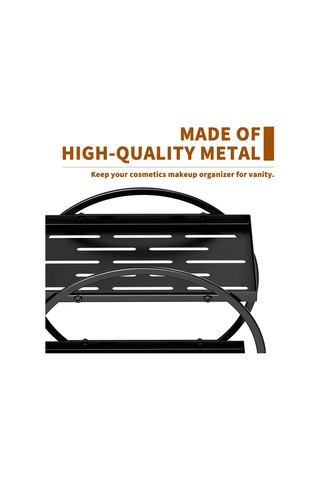 Sones 2 Katlı Kozmetik Sergileme Tepsisi Makyaj Düzenleyici Ve Saklama Şifonyer Banyo Siyah Ve Altın