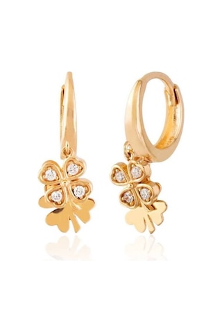 Sembol Gold Yonca Altın Küpe 14 Ayar Rose Gold