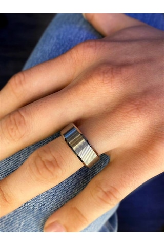Erkek Tungsten Gümüş Renk Yüzük Gümüş