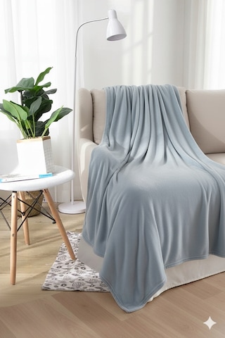 Peluş Tek Kişilik Battaniye Welsoft Battaniye Tv Battaniyesi Polar Battaniye Süper Yumuşak Buz Mavisi