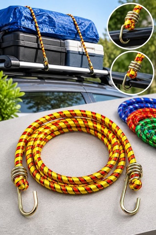 Bagaj Lastiği 1,2 Metre 10 Mm Çelik Kancalı Esnek Yük Sabitleme Lastiği - Mavi