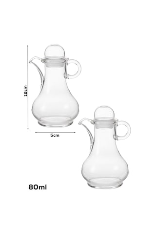 Porsima Pbt-570 Kapaklı Akrilik 2 Li Yağlık Sirkelik Yağdanlık Seti 80ml Şefaf