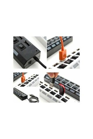 Ev Ofisi Black 7hole Usb Bağımsız Düğmeli Çoklu İşlev