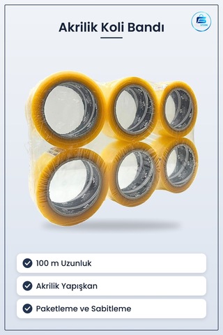 Koli Bandı Akrilik 100 M 1 Adet Paketleme Ve Sabitleme İşleri İçi Diğer