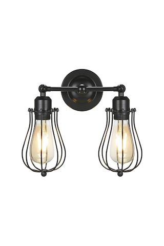 Youtek Gecikmeli İki Kafa Duvar Lambası, Ac 220-230v, 60w Maks, E27 Ampul Tabanı, Siyah, 1.2m Kablolu, Montajlı Işık Bulbu Yok Siyah