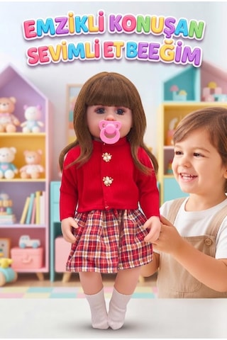 Emzikli Sevimli %100 Et Bebek - 50 Cm Konuşan Gerçekçi Oyun Arkadaşı İnteraktif Eğitici Oyuncak 68849513