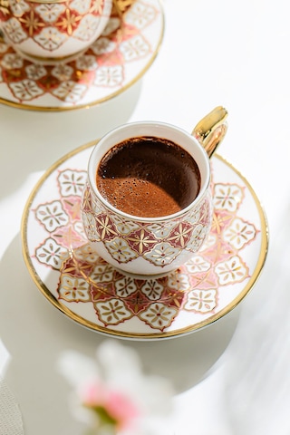 Nehir Rüya Porselen Kahve Fincan Takımı Seti 6 Kişilik Beyaz - Altın